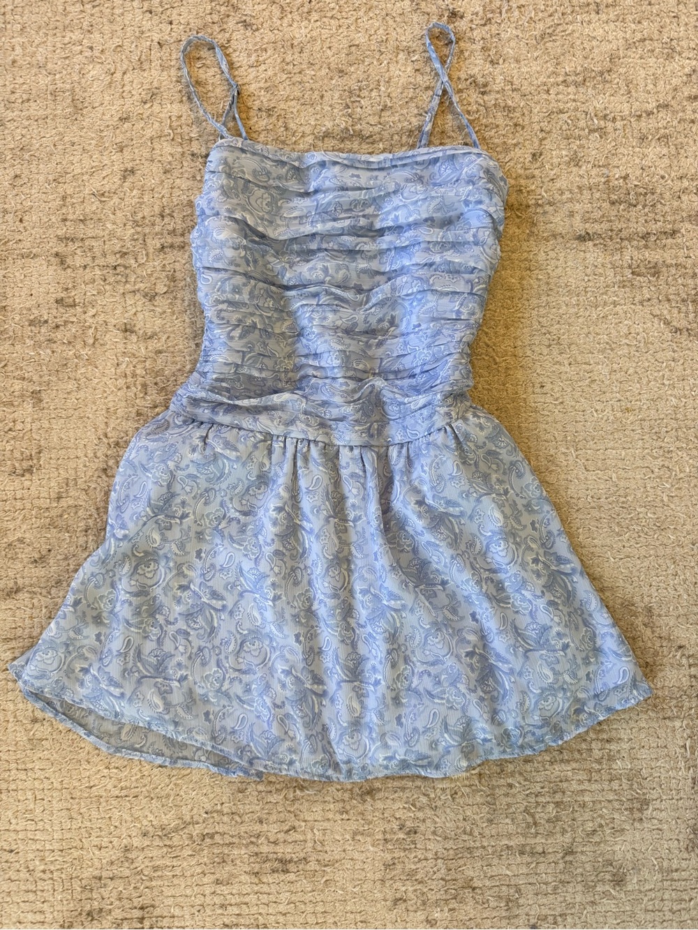Hollister Light Blue Paisley Mini Dress with Spaghetti Straps